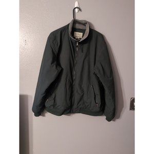 L.L. Bean Coat Men's Size L Bomber Jacket Green Fleece Lined Nylon 0UF43 READ